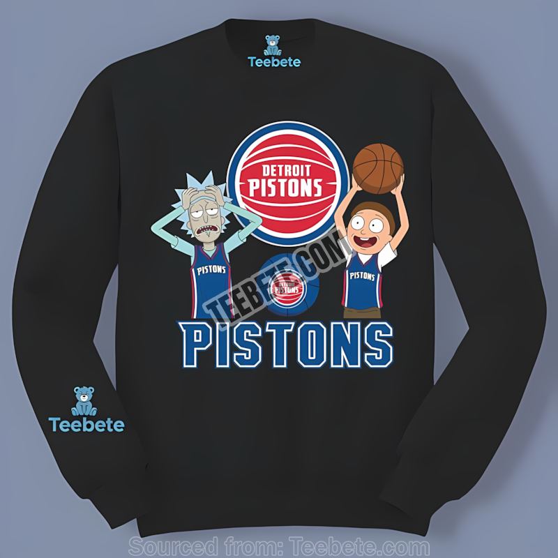 Detroit Pistons Vs Rick And Morty Cotton Long Sleeve Detroit Pistons Vs Rick And Morty Cotton Long Sleeve