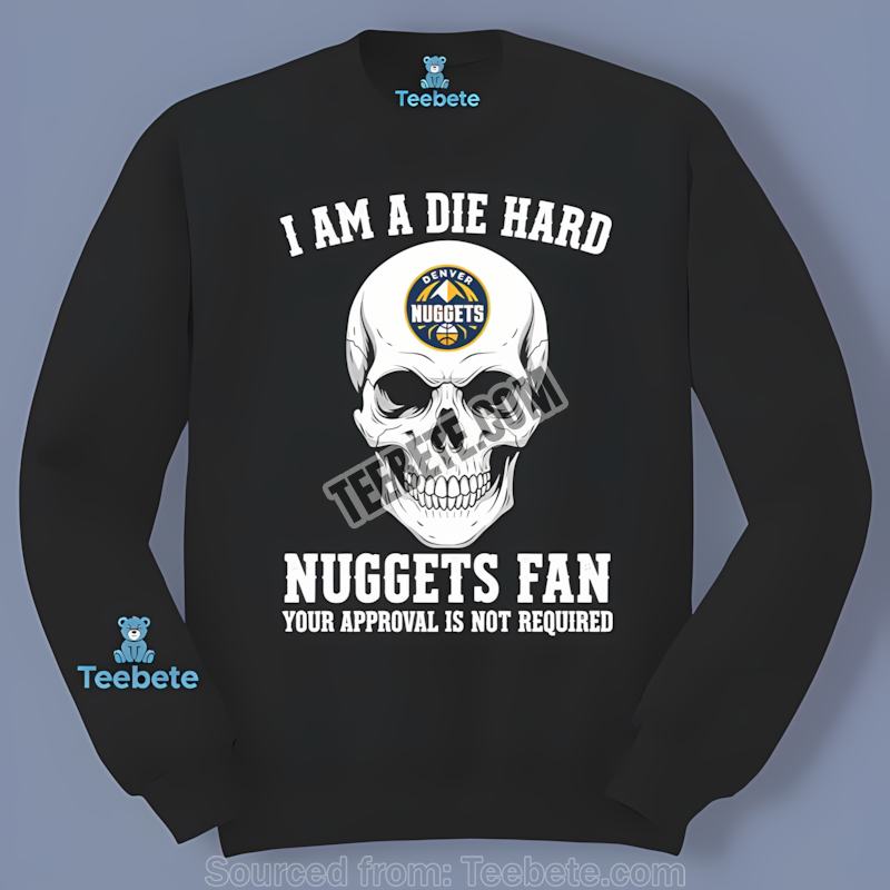 Die Hard Fan Denver Nuggets Skull Adults Long Sleeve Die Hard Fan Denver Nuggets Skull Adults Long Sleeve