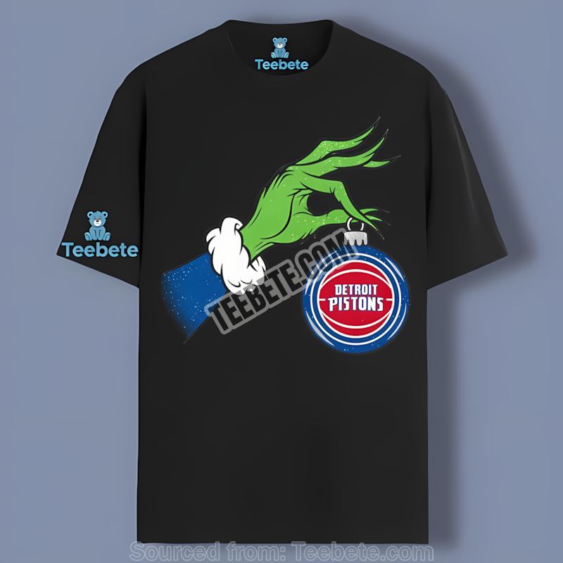 Grinch Hand Holding Detroit Pistons Ornament Printed Shirt