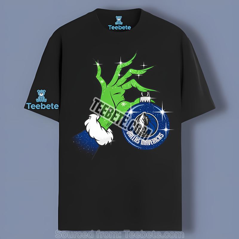 Grinch Hand Holding Ornament Dallas Mavericks Color Shirt