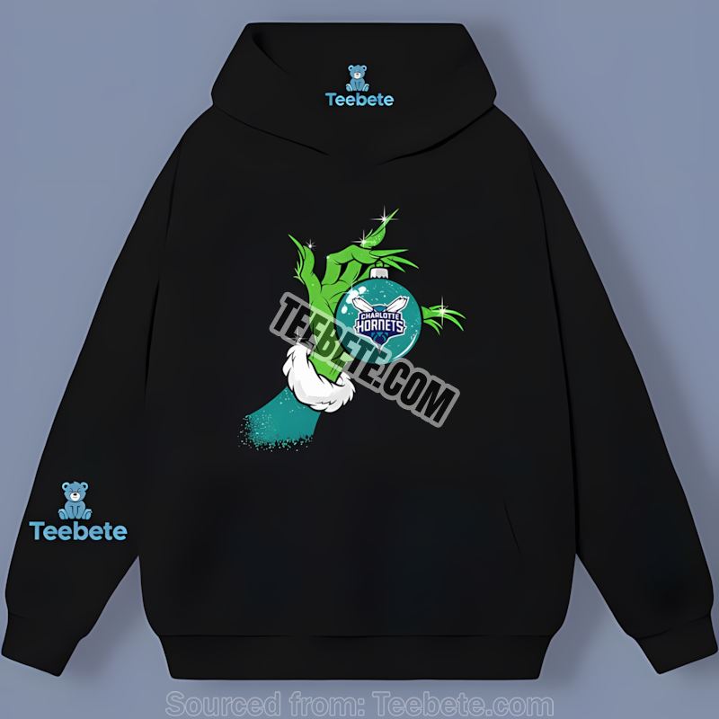Grinch Holding A Charlotte Hornets Ornament Adults Hoodie Grinch Holding A Charlotte Hornets Ornament Adults Hoodie