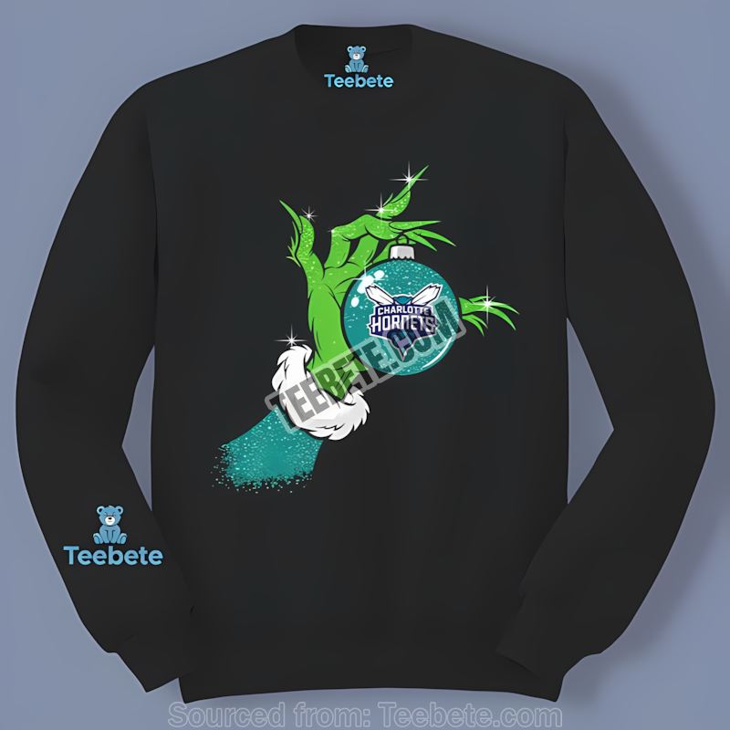 Grinch Holding A Charlotte Hornets Ornament Adults Long Sleeve Grinch Holding A Charlotte Hornets Ornament Adults Long Sleeve