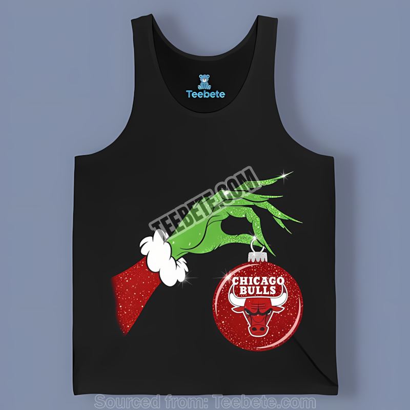 Grinch Holding Bulls Ornament Holiday Tanktop Grinch Holding Bulls Ornament Holiday Tanktop