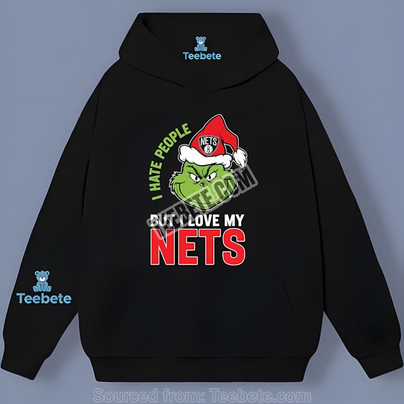 Grinch I Hate People But Love Brooklyn Nets Sports Hoodie Grinch I Hate People But Love Brooklyn Nets Sports Hoodie