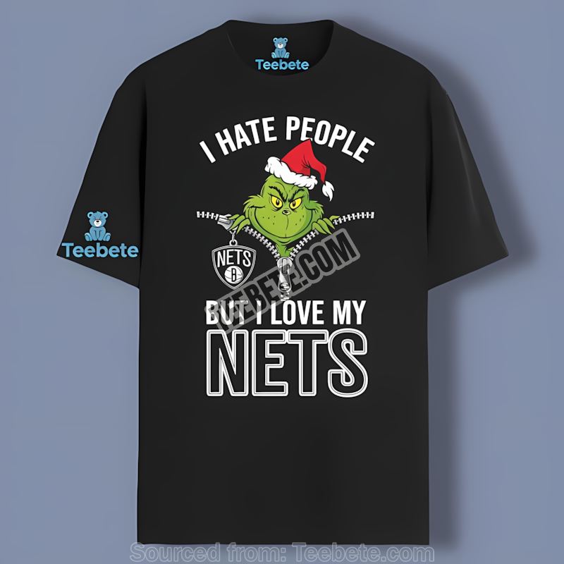 Grinch I Hate People Love My Brooklyn Nets Adults Shirt