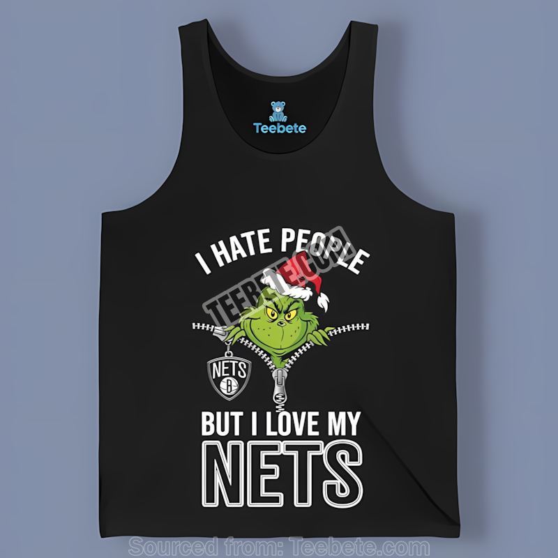 Grinch I Hate People Love My Brooklyn Nets Adults Tanktop Grinch I Hate People Love My Brooklyn Nets Adults Tanktop
