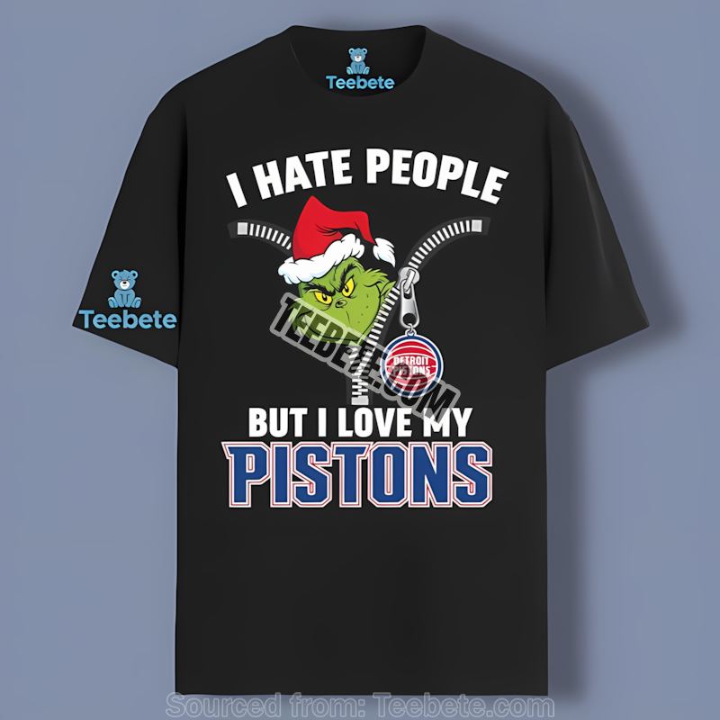 Grinch I Hate People Love My Detroit Pistons Cheap Graphic Tee