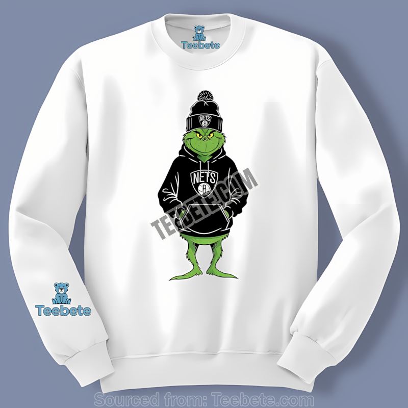 Grinch In A Brooklyn Nets Hoodie Adults Long Sleeve Grinch In A Brooklyn Nets Hoodie Adults Long Sleeve