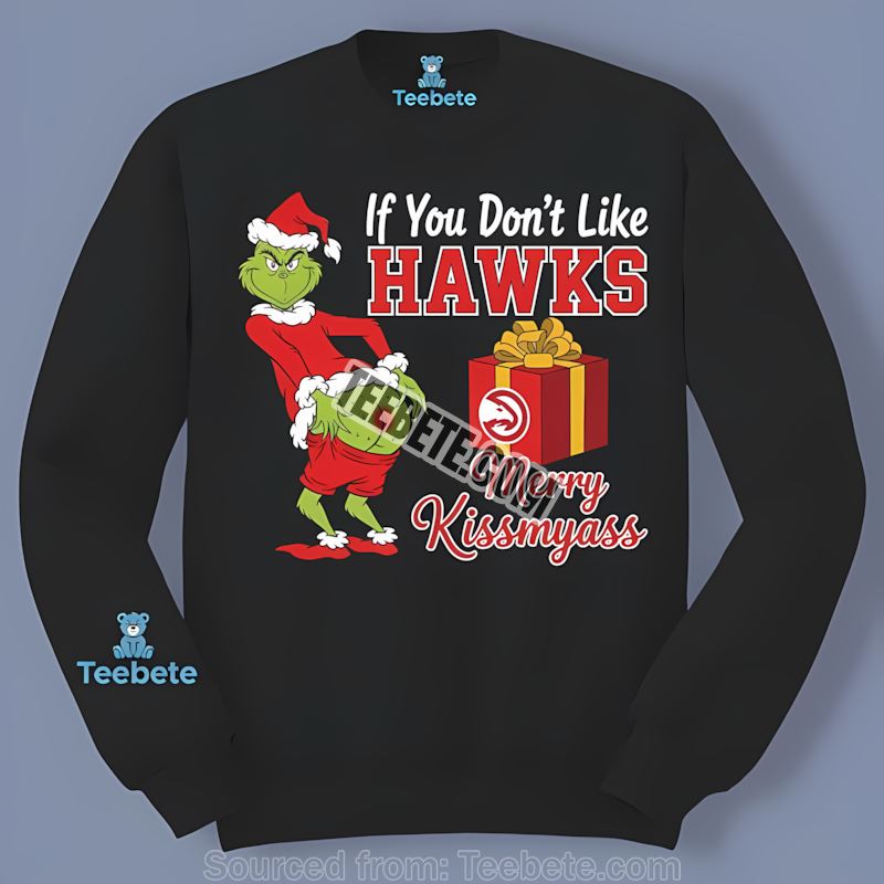 Grinch Merry Kissmyass Atlanta Hawks Adults Long Sleeve Grinch Merry Kissmyass Atlanta Hawks Adults Long Sleeve
