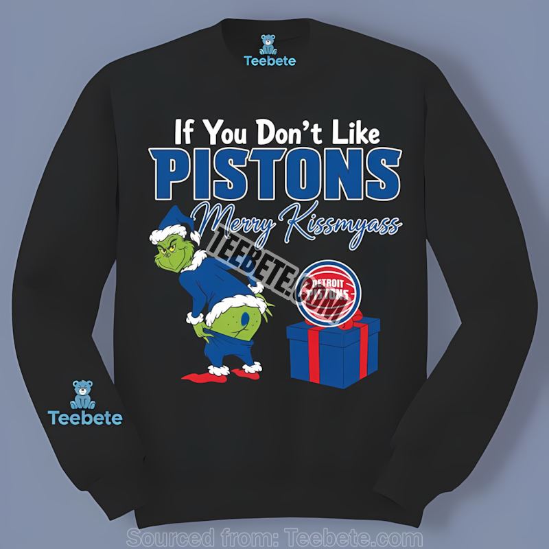 Grinch Merry Kissmyass Detroit Pistons Long Sleeve Printing Grinch Merry Kissmyass Detroit Pistons Long Sleeve Printing