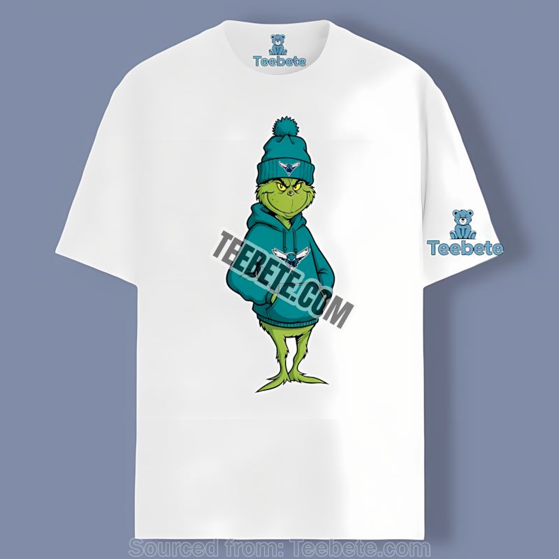 Grinch Wearing A Charlotte Hornets Hoodie Shirt