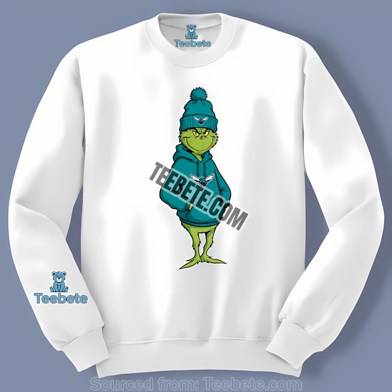 Grinch Wearing A Charlotte Hornets Hoodie Long Sleeve Grinch Wearing A Charlotte Hornets Hoodie Long Sleeve