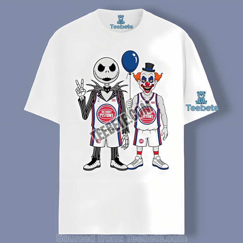 Halloween Detroit Pistons Jack Skellington And Pennywise All Day Shirt
