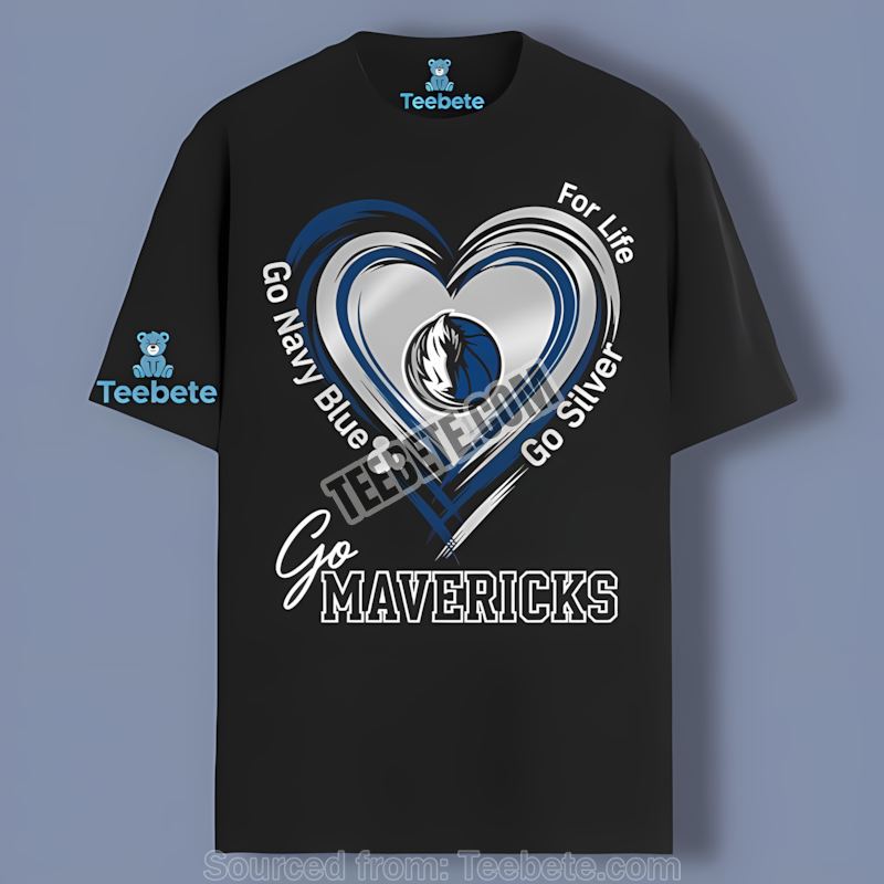 Heart Go Navy Blue Go Silver Dallas Mavericks Cool Shirt