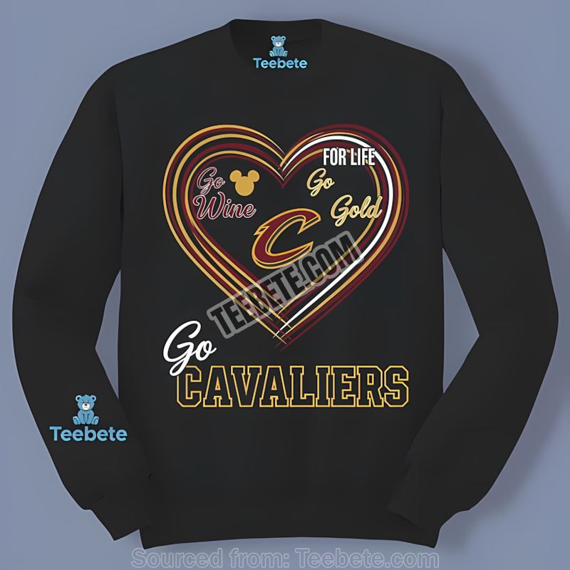 Heart Go Wine Go Gold Cleveland Cavaliers Color Long Sleeve Heart Go Wine Go Gold Cleveland Cavaliers Color Long Sleeve