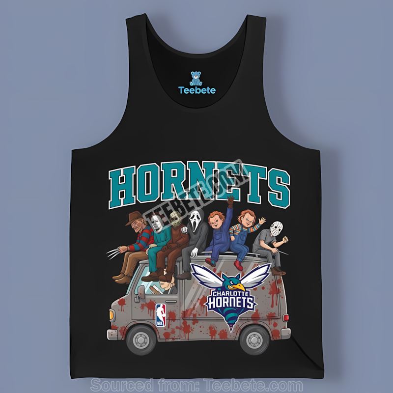 Horror Bus Ride With Charlotte Hornets Halloween Tanktop Horror Bus Ride With Charlotte Hornets Halloween Tanktop