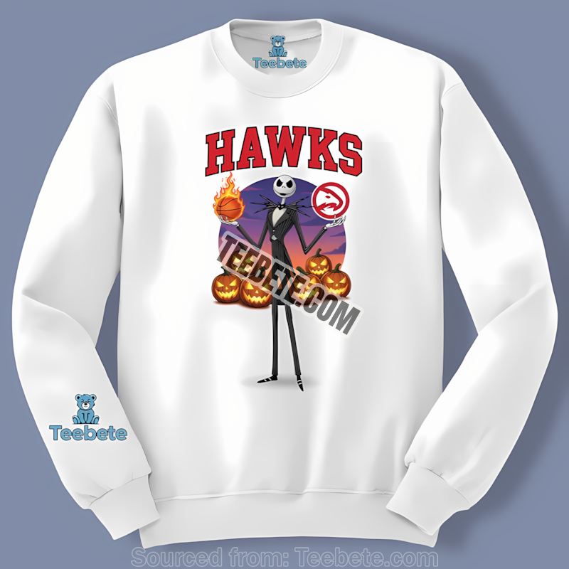 Jack Skellington Atlanta Hawks Halloween Color Long Sleeve Jack Skellington Atlanta Hawks Halloween Color Long Sleeve