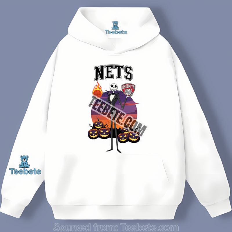 Jack Skellington Brooklyn Nets Halloween Graphic Hoodie Jack Skellington Brooklyn Nets Halloween Graphic Hoodie