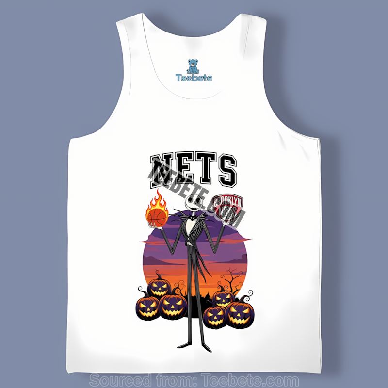 Jack Skellington Brooklyn Nets Halloween Graphic Tanktop Jack Skellington Brooklyn Nets Halloween Graphic Tanktop