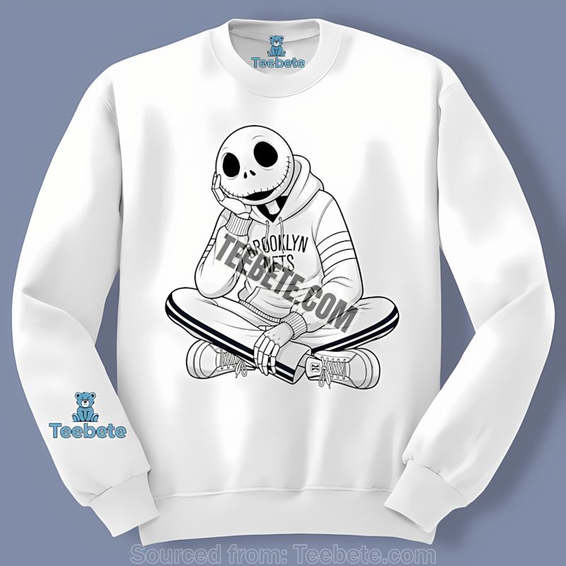Jack Skellington Brooklyn Nets Hoodie Cotton Long Sleeve Jack Skellington Brooklyn Nets Hoodie Cotton Long Sleeve