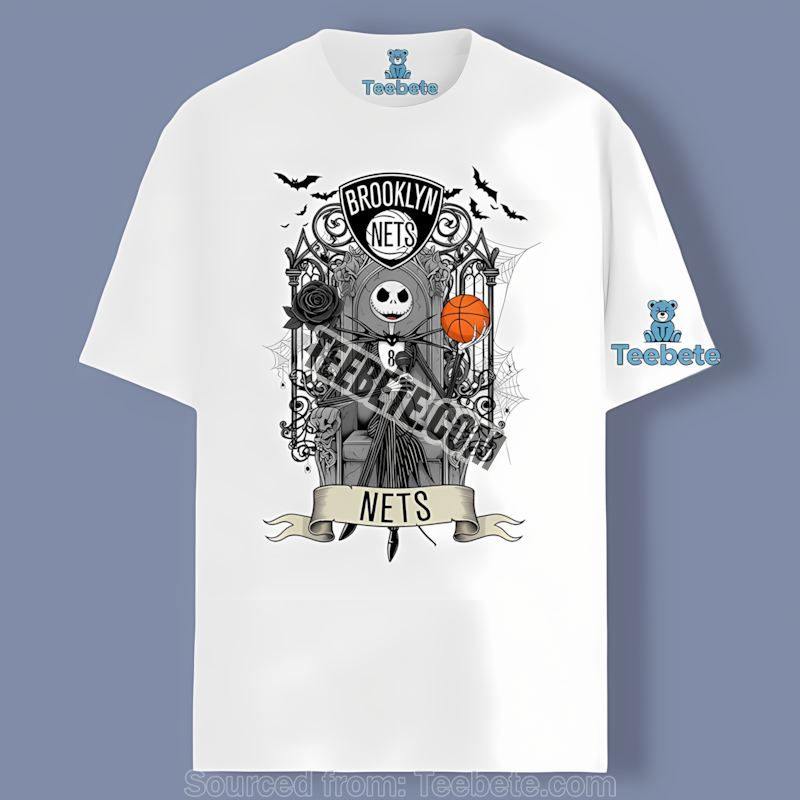 Jack Skellington Brooklyn Nets Throne Graphic Shirt