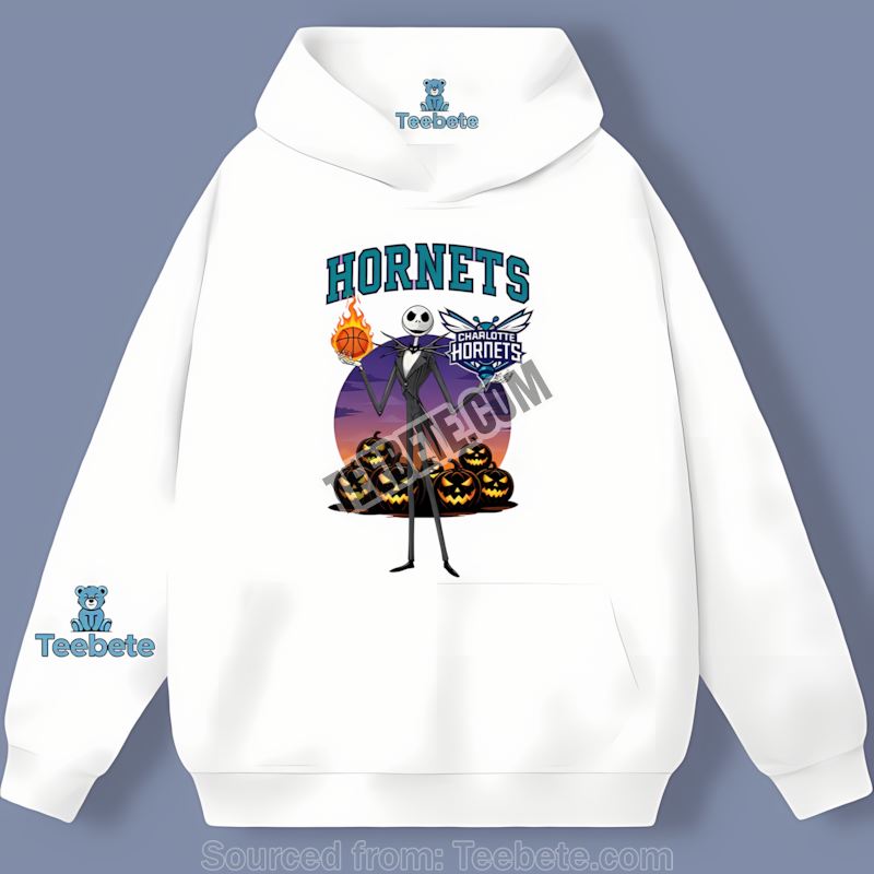 Jack Skellington Celebrates Charlotte Hornets Halloween Hoodie Jack Skellington Celebrates Charlotte Hornets Halloween Hoodie