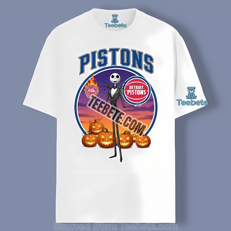 Jack Skellington Detroit Pistons Halloween Mens Graphic Tee