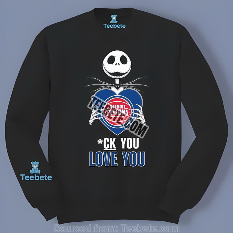 Jack Skellington Detroit Pistons Heart Color Long Sleeve Jack Skellington Detroit Pistons Heart Color Long Sleeve