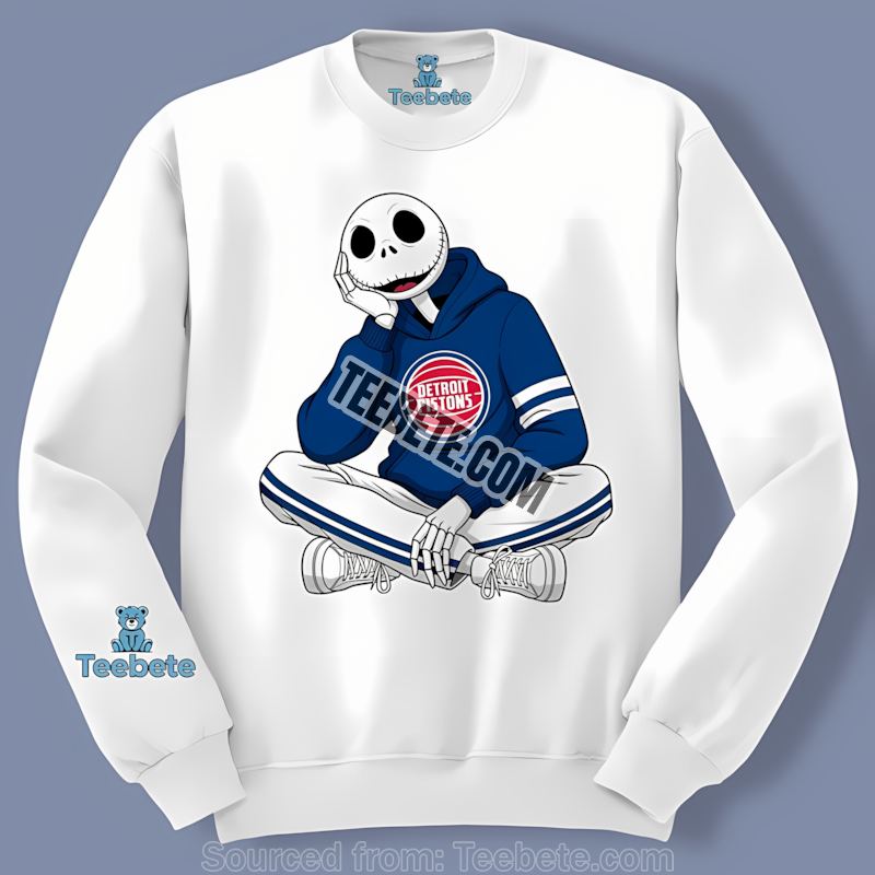 Jack Skellington Detroit Pistons Hoodie Printed Long Sleeve Jack Skellington Detroit Pistons Hoodie Printed Long Sleeve