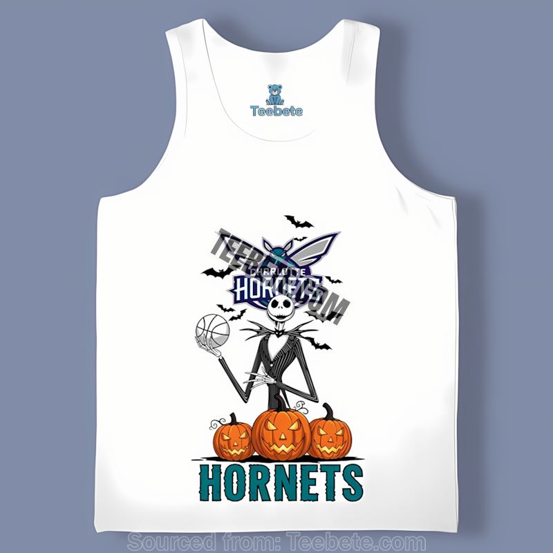 Jack Skellington Rocks Charlotte Hornets Pumpkin Tanktop Jack Skellington Rocks Charlotte Hornets Pumpkin Tanktop