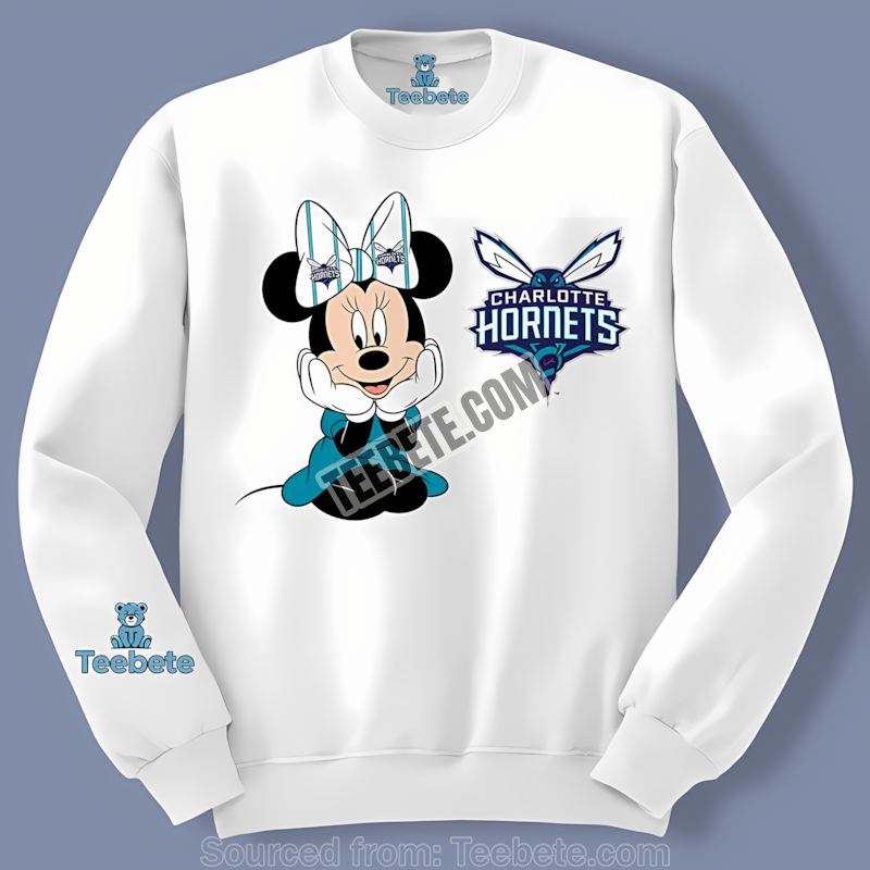 Minnie Mouse Supports Charlotte Hornets Cutely Long Sleeve Minnie Mouse Supports Charlotte Hornets Cutely Long Sleeve