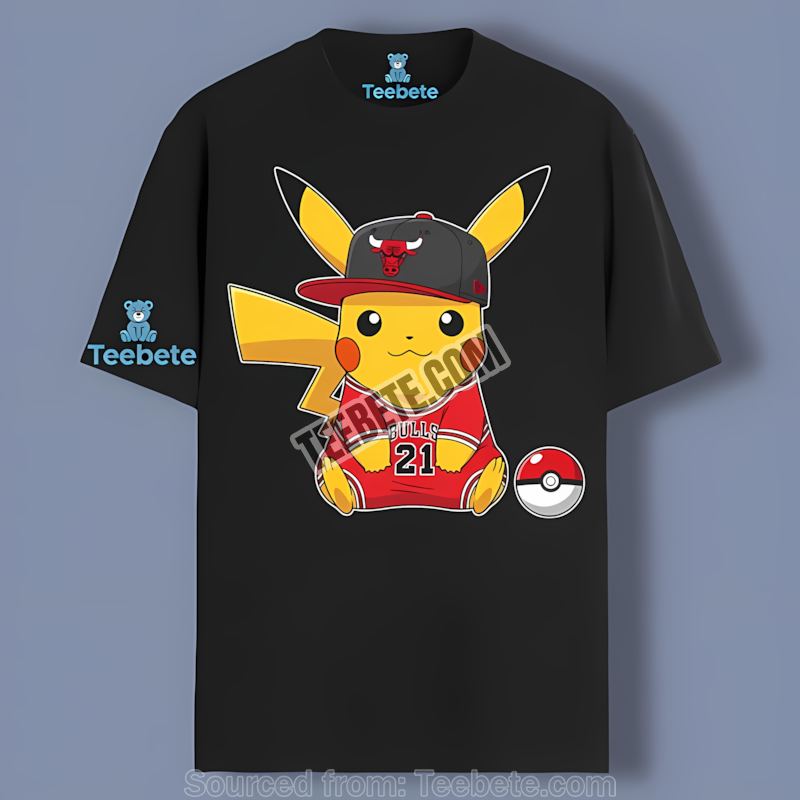 Pikachu Shows Off Chicago Bulls Hat Shirt