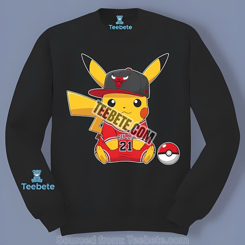 Pikachu Shows Off Chicago Bulls Hat Long Sleeve Pikachu Shows Off Chicago Bulls Hat Long Sleeve