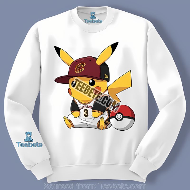 Pikachu Wearing Cleveland Cavaliers Hat Cotton Long Sleeve Pikachu Wearing Cleveland Cavaliers Hat Cotton Long Sleeve