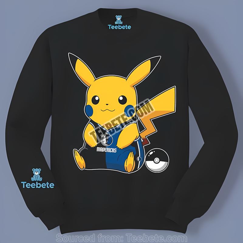 Pikachu Wearing Dallas Mavericks Hat Sports Long Sleeve Pikachu Wearing Dallas Mavericks Hat Sports Long Sleeve