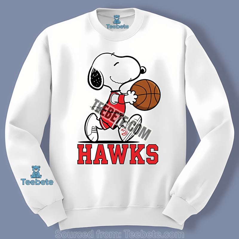 Snoopy Basketball Running Atlanta Hawks Sports Long Sleeve Snoopy Basketball Running Atlanta Hawks Sports Long Sleeve