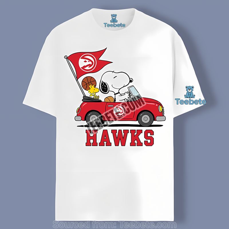 Snoopy Driving Car Atlanta Hawks Color Shirt