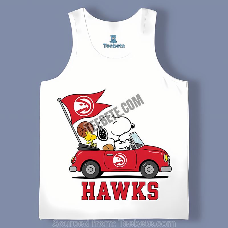 Snoopy Driving Car Atlanta Hawks Color Tanktop Snoopy Driving Car Atlanta Hawks Color Tanktop