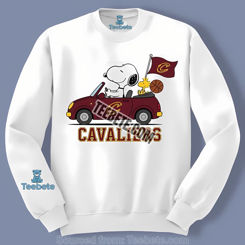 Snoopy Driving Car Cleveland Cavaliers Regular Long Sleeve Snoopy Driving Car Cleveland Cavaliers Regular Long Sleeve