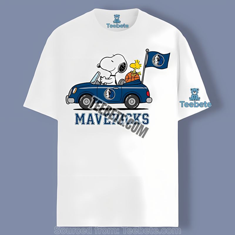 Snoopy Driving Car Dallas Mavericks Crewneck Shirt