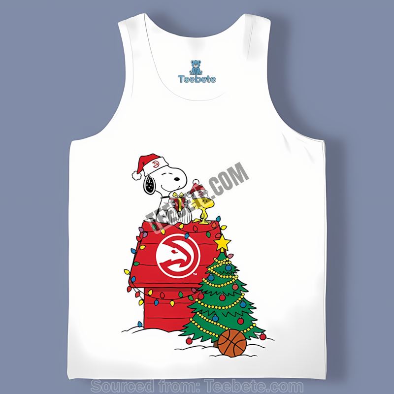 Snoopy Woodstock Christmas Atlanta Hawks Tanktop Snoopy Woodstock Christmas Atlanta Hawks Tanktop