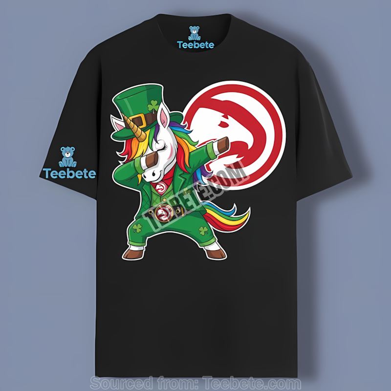 St Patricks Day Dabbing Unicorn Atlanta Hawks Adults Shirt