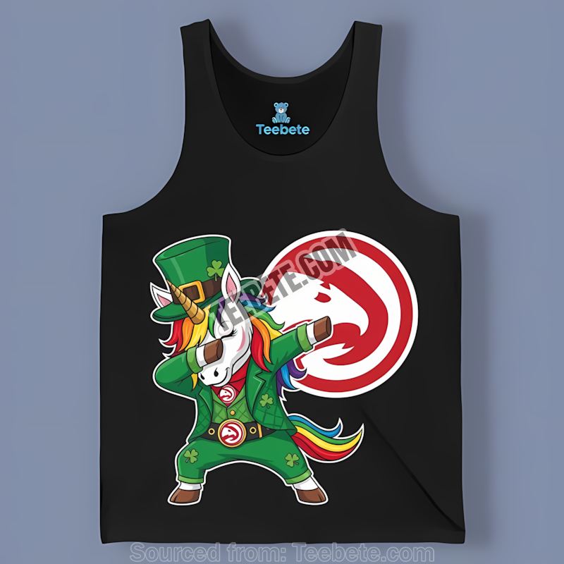 St Patricks Day Dabbing Unicorn Atlanta Hawks Adults Tanktop St Patricks Day Dabbing Unicorn Atlanta Hawks Adults Tanktop