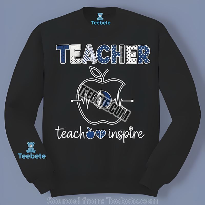 Teacher Apple Teach Love Inspire Dallas Mavericks Color Long Sleeve Teacher Apple Teach Love Inspire Dallas Mavericks Color Long Sleeve