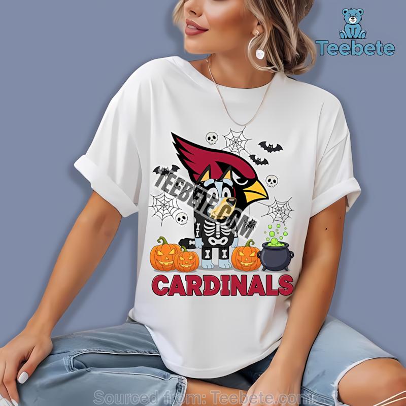 Arizona Cardinals Bingo Bluey Halloween Skeleton Pumpkin Shirt