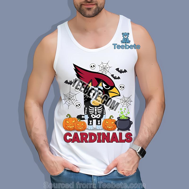 Arizona Cardinals Bingo Bluey Halloween Skeleton Pumpkin Shirt