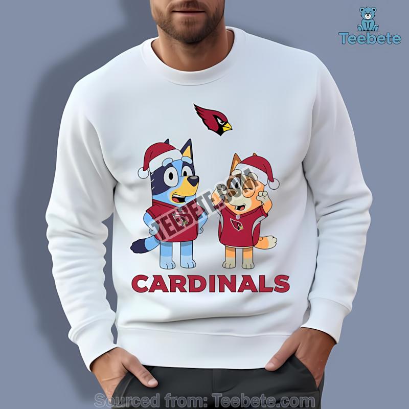 Arizona Cardinals Bluey And Bingo Christmas Long Sleeve Arizona Cardinals Bluey And Bingo Christmas Long Sleeve