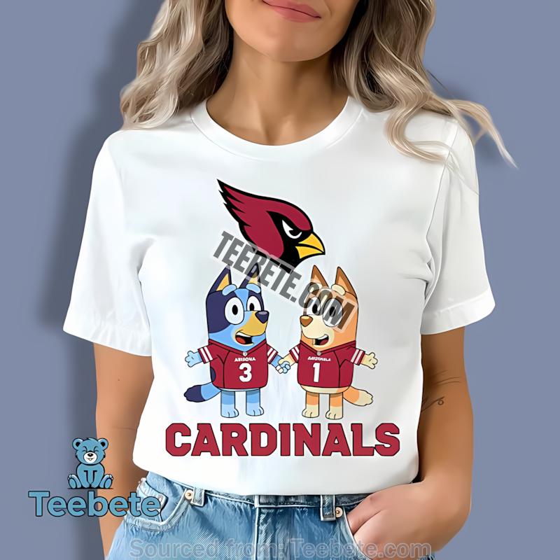 Arizona Cardinals Bluey And Bingo Holding Hands Shirt