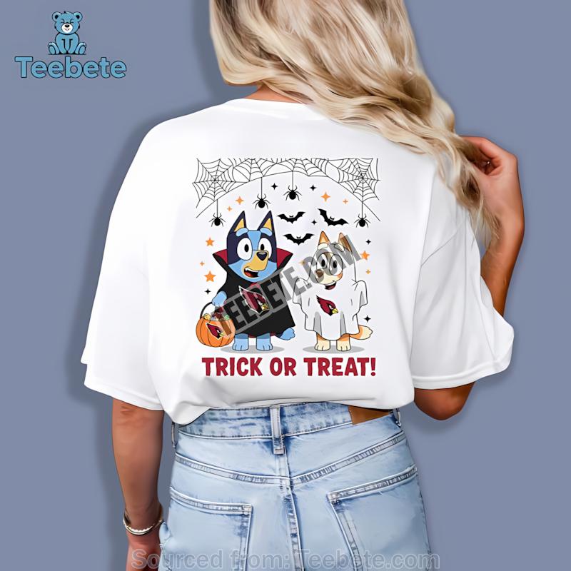 Arizona Cardinals Bluey Bingo Trick Or Treat Halloween Shirt