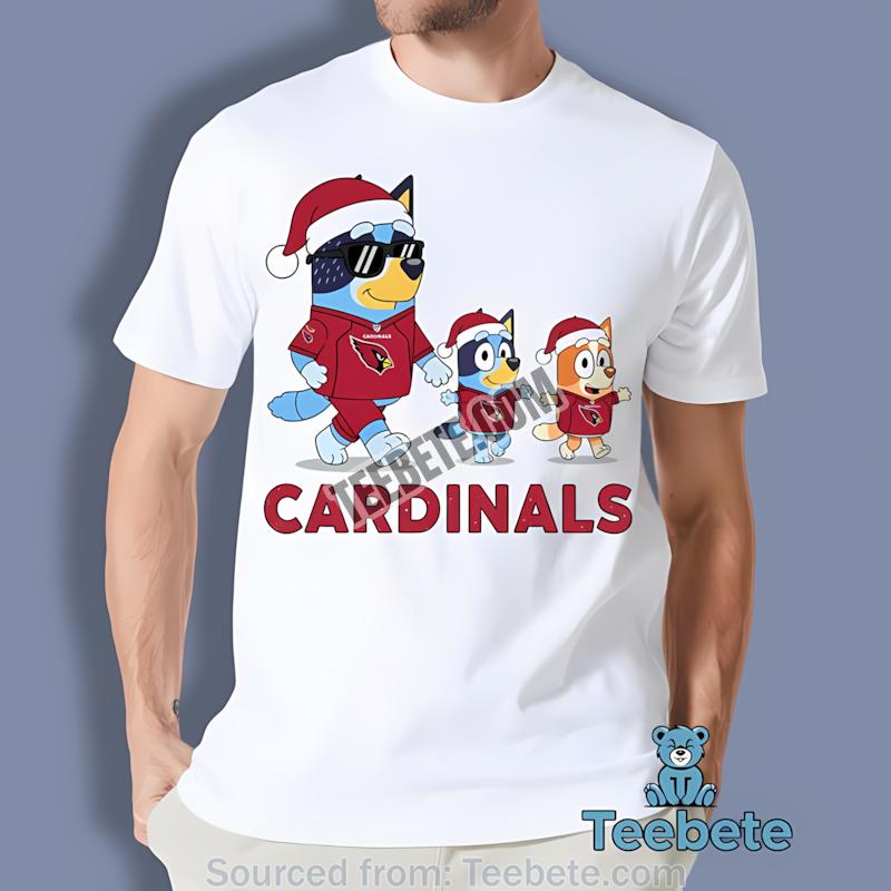 Arizona Cardinals Bluey Family Santa Hat Christmas Parade Shirt